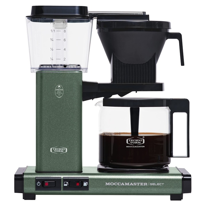 Filtru de cafea Moccamaster KBG 741 Select RWGKQPM8M4N, 1,25 l (10 cesti) sau 6 cesti, element de incalzire din cupru in doua trepte, temperatura preparare 92–96°C si mentinere 80–85°C, plita de mentinere automata, carafa din sticla, verde inchis