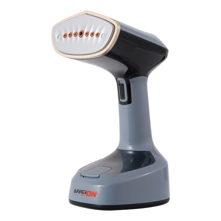 Aparat de calcat vertical cu abur Vision Clean VFCV01A, 1500W, 150ml, Talpa otel inoxidabil, Gri/Negru