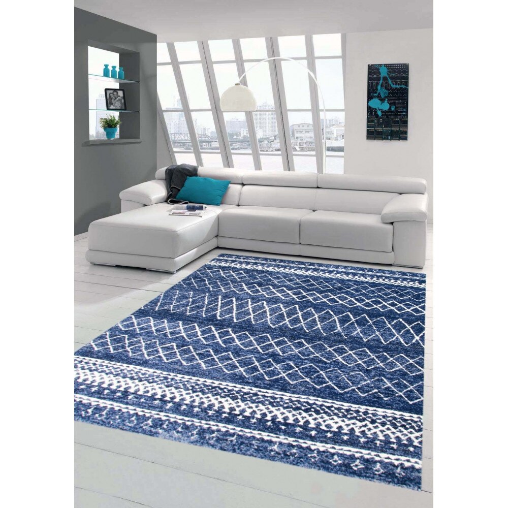 Covor Merinos, Indigo 22381 335-Blue 160 x 230, densitate covor 3 KG/m², grosime covor 13 mm, numar noduri pe m² 290000