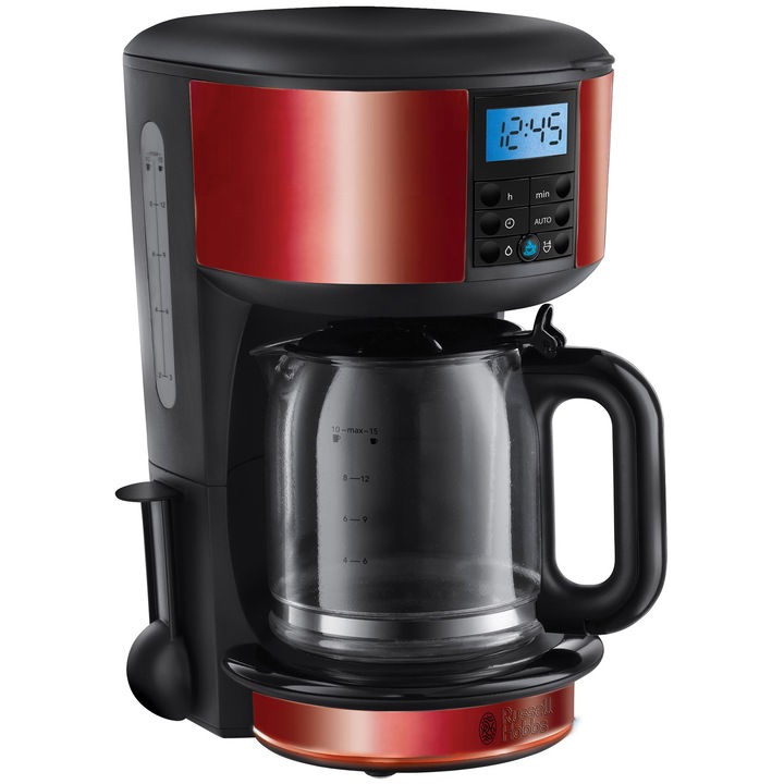 Кафемашина Russell Hobbs Legacy 20682-56, 1000 W, 1.25 л, 10 чаши, Дигитално управление, Самопочистване, Черен/Червен