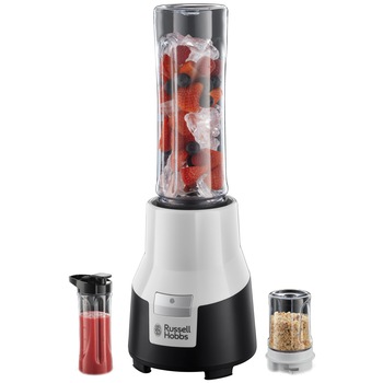 Blender Russell Hobbs Aura 22340-56, 300 W, 0.6 l, extra recipient, Rasnita, Negru/Alb Blender Russell Hobbs Aura 22340-56, 300 W, 0.6 l, extra recipient, Rasnita, Negru/Alb