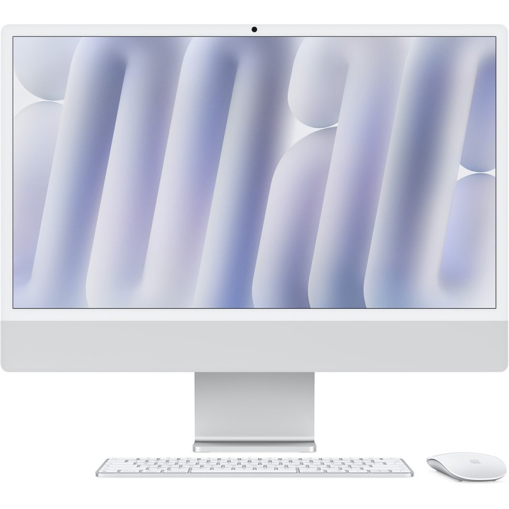 Sistem Desktop PC iMac 24" cu procesor Apple M6, 10 nuclee CPU si 10 nuclee GPU, 24", Retina 4.5K, 16GB, 256GB SSD, Silver
