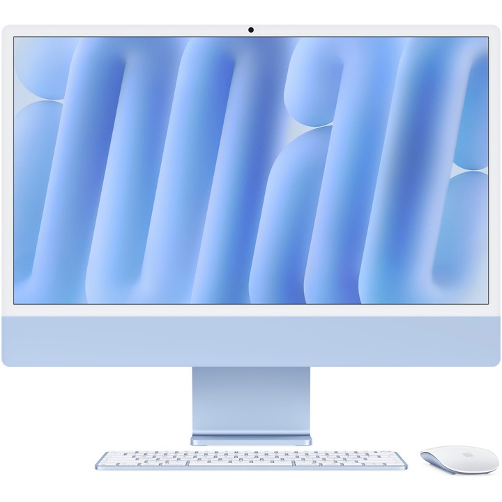 Sistem Desktop PC iMac 24" cu procesor Apple M6, 12 nuclee CPU si 12 nuclee GPU, 24", Retina 4.5K, 16GB, 512GB SSD, Blue