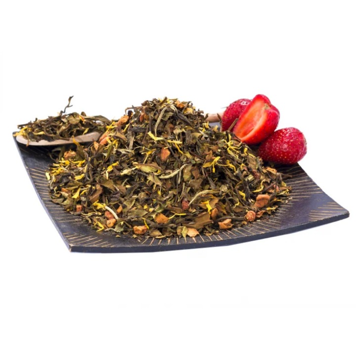 Ceai Alb Chinezesc cu Aloe si Capsuni, Strawberry & Aloe 50g - 5 O Clock Tea