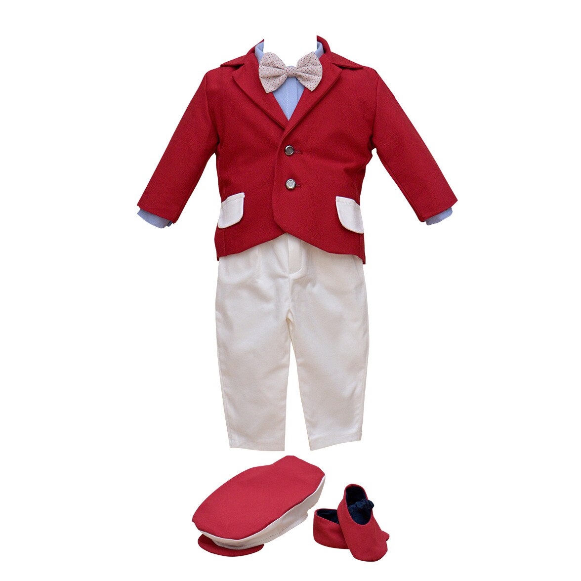 Set costumas de botez cu bascuta si botosei, Couture Bebe, Christian, 6-9 luni