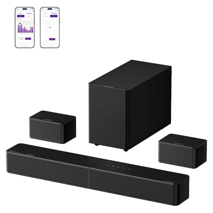 Soundbar ULTIMEA 5.1 cu Dolby Atmos, sistem surround cu subwoofer wireless