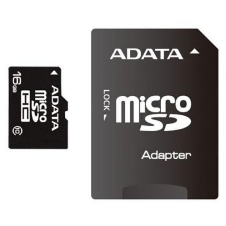Card de memorie Adata microSDHC AUSDH16GUICL10-RA1, 16GB, Clasa 10 + adaptor SD