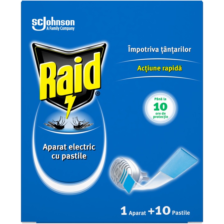 Aparat electric Raid impotriva tantarilor + 10 pastile laminate