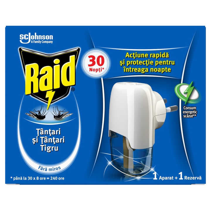 Електрически уред против комари Raid Liquid, 21 мл, 30 нощи