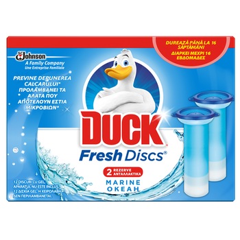 Rezerve odorizant gel pentru vasul toaletei Duck Fresh Discs Marine, 12 discuri Rezerve odorizant gel pentru vasul toaletei Duck Fresh Discs Marine, 12 discuri