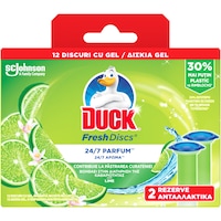 Rezerve odorizant gel pentru vasul toaletei Duck Fresh Discs Lime, 12 discuri