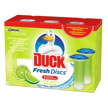 Rezerve odorizant gel pentru vasul toaletei Duck Fresh Discs Lime, 12 discuri Rezerve odorizant gel pentru vasul toaletei Duck Fresh Discs Lime, 12 discuri