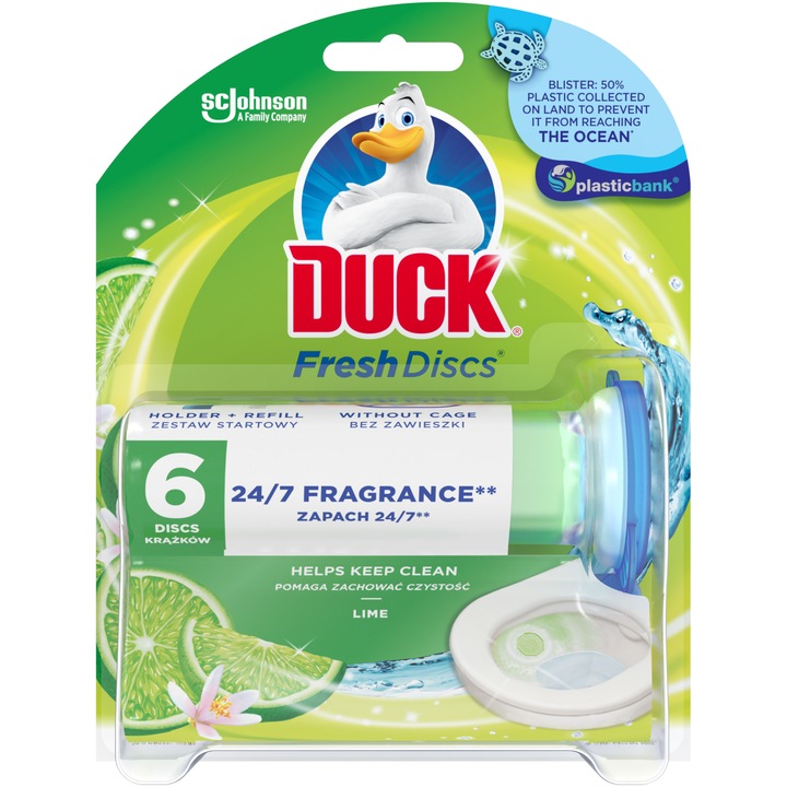 Гел ароматизатор за тоалетна Duck Fresh Discs Lime, 6 диска