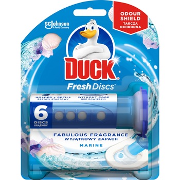 Odorizant gel pentru vasul toaletei Duck Fresh Discs Marine, 6 discuri Odorizant gel pentru vasul toaletei Duck Fresh Discs Marine, 6 discuri