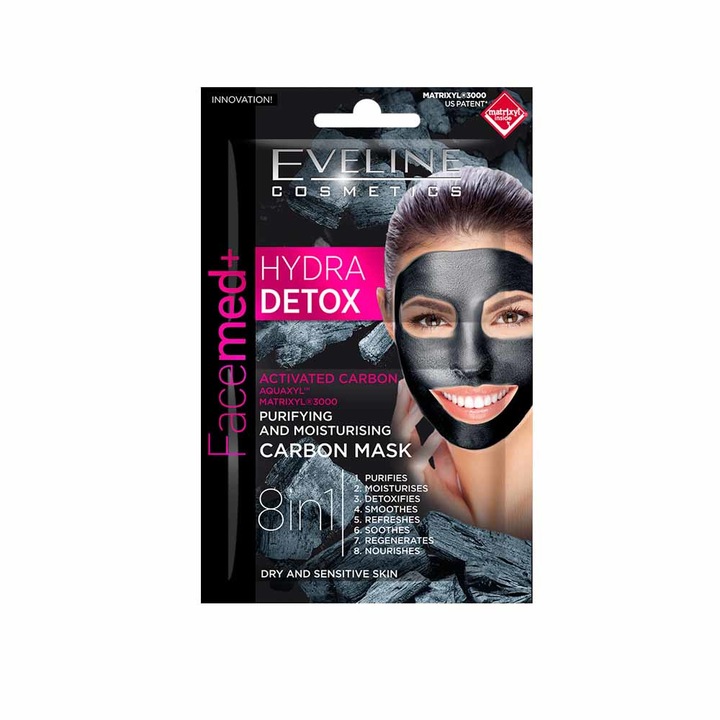 Маска за лице Eveline Hydra Deto, 8в1, 5 мл