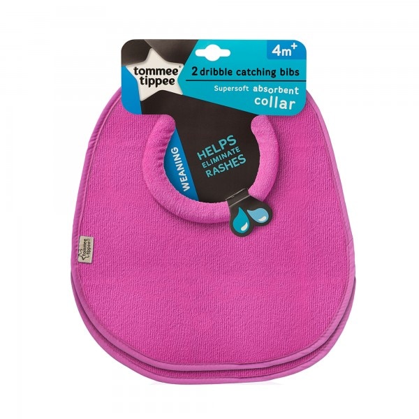 Baveta Dribble Catcher Tommee Tippee, 4luni+, 2 buc, Roz