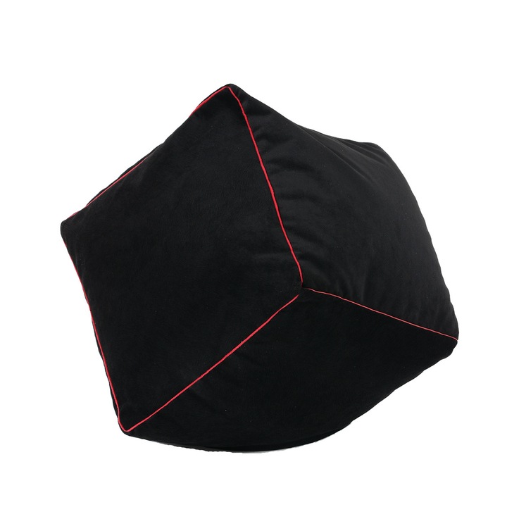 Пуф Pufrelax, 80л., Табуретка Куб - Red Touch, текстил, Перящ се калъф, Пълнеж от Полистиролни перли