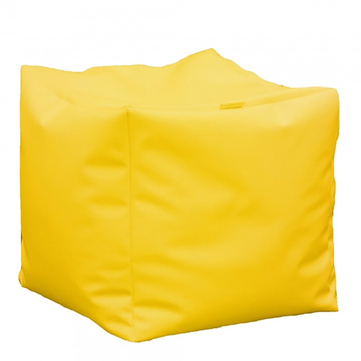 Пуф Pufrelax, 80л., Табуретка Куб - Yellow Quince, Перящ се калъф, Водоустойчив, Пълнеж от Полистиролни перли