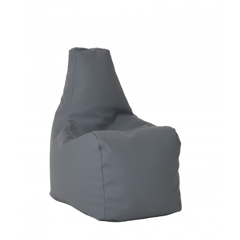 Fotoliu pentru copii (2-8 ani) Sunlounger Junior, Dark Grey (GAMA PREMIUM PU) umplut cu perle polistiren (fotoliu para marca Pufrelax) Fabricat in Romania