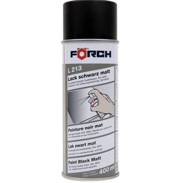 Spray vopsea negru mat Foerch L 213 RAL 9005 400ML