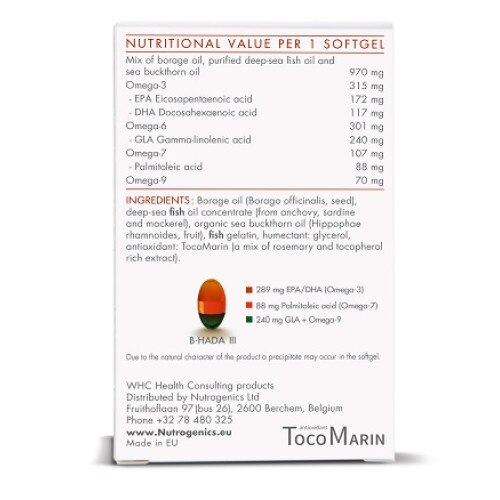 B-HADA III - Nutraceutic pentru frumusetea pielii, 30 de capsule moi ...