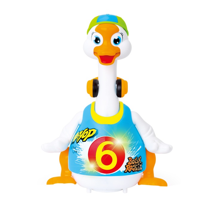 Бебешка играчка Hola Танцуваща гъска със светлини и звуци, Синя