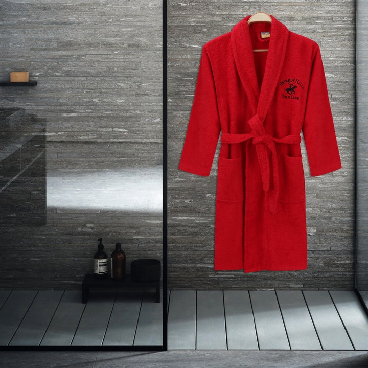 Халат за баня Beverly Hills Polo Club, 100% памук, Размер S/M, Червен
