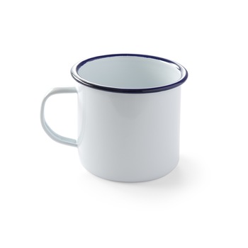 Cana 520 ml , 100x(H)90 mm, otel emailat alb cu margini albastre, Hendi Cana 520 ml , 100x(H)90 mm, otel emailat alb cu margini albastre, Hendi