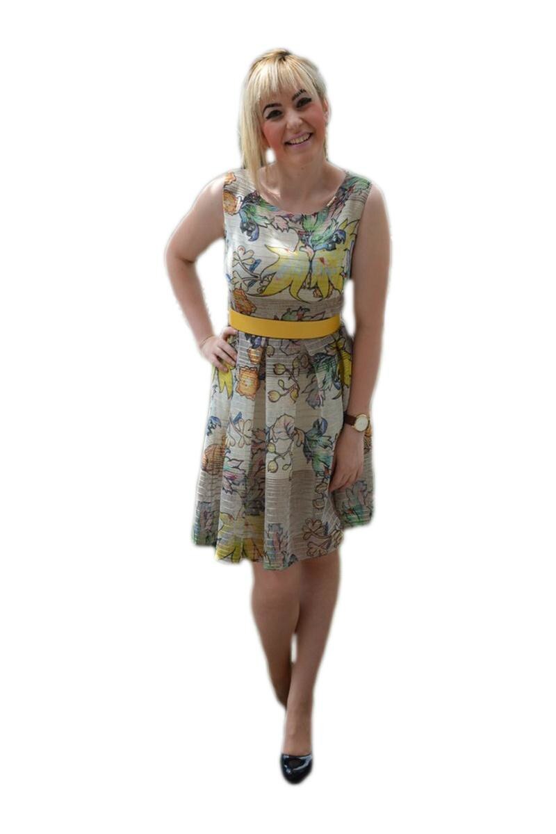 Rochie tinereasca de zi, cu croiala evazata, D&J Exclusive, Multicolor