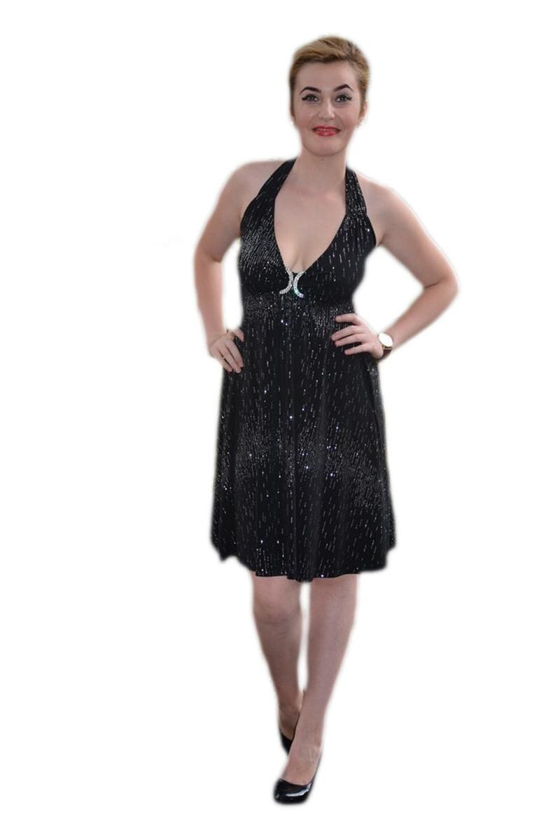 Rochie din tesatura stralucitoare, model scurt, D&J Exclusive
