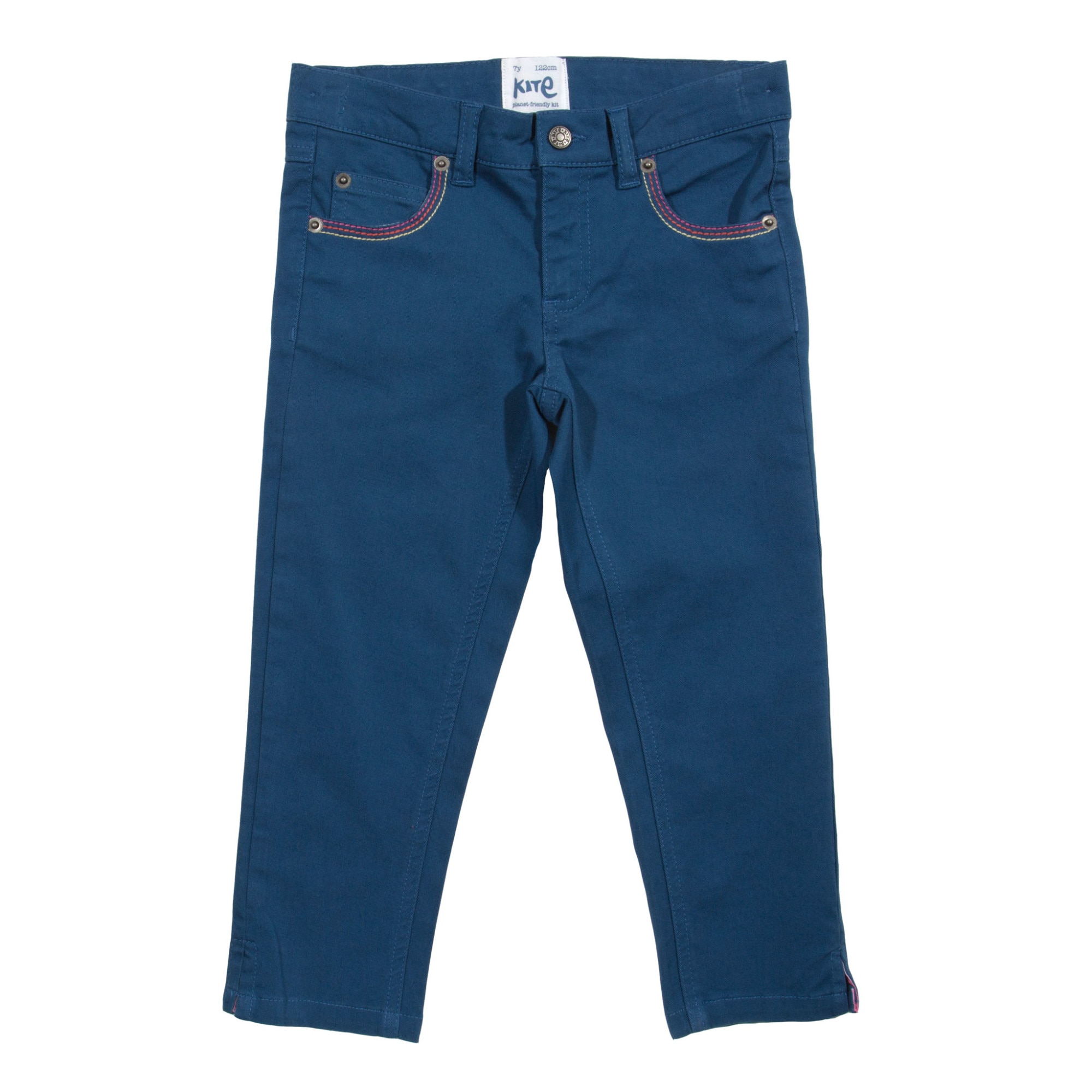 Pantaloni Cropped bumbac organic, Albastru, Albastru inchis