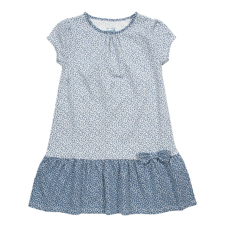 Rochie Ditsy cu funda bumbac organic, Albastru