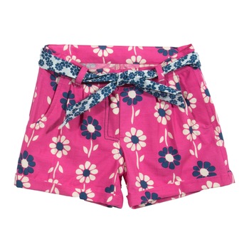 Pantaloni scurti cu flori 100% bumbac organic, Roz Pantaloni scurti cu flori 100% bumbac organic, Roz