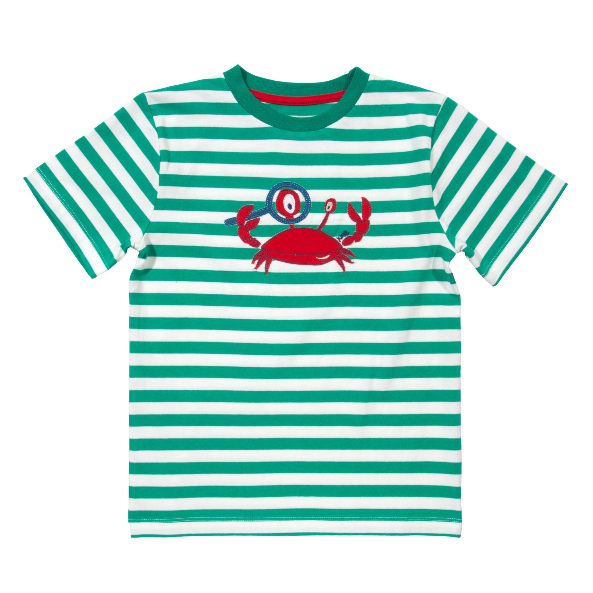 Tricou crabul explorator 100% bumbac organic, Alb/Verde