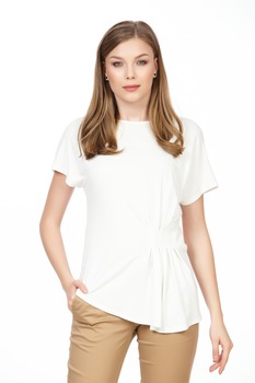 Bluza de dama BE YOU, cu pliuri, Alb Bluza de dama BE YOU, cu pliuri, Alb