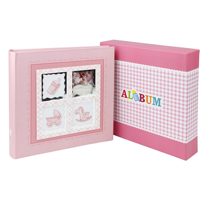 Album foto Baby Stories, personalizabil, 200 foto 10x15 cm, slip-in, notes, roz