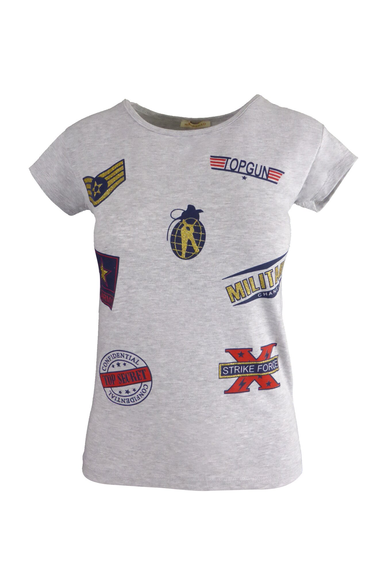 Tricou - UNIVERS FASHION - gri, imprimeu 