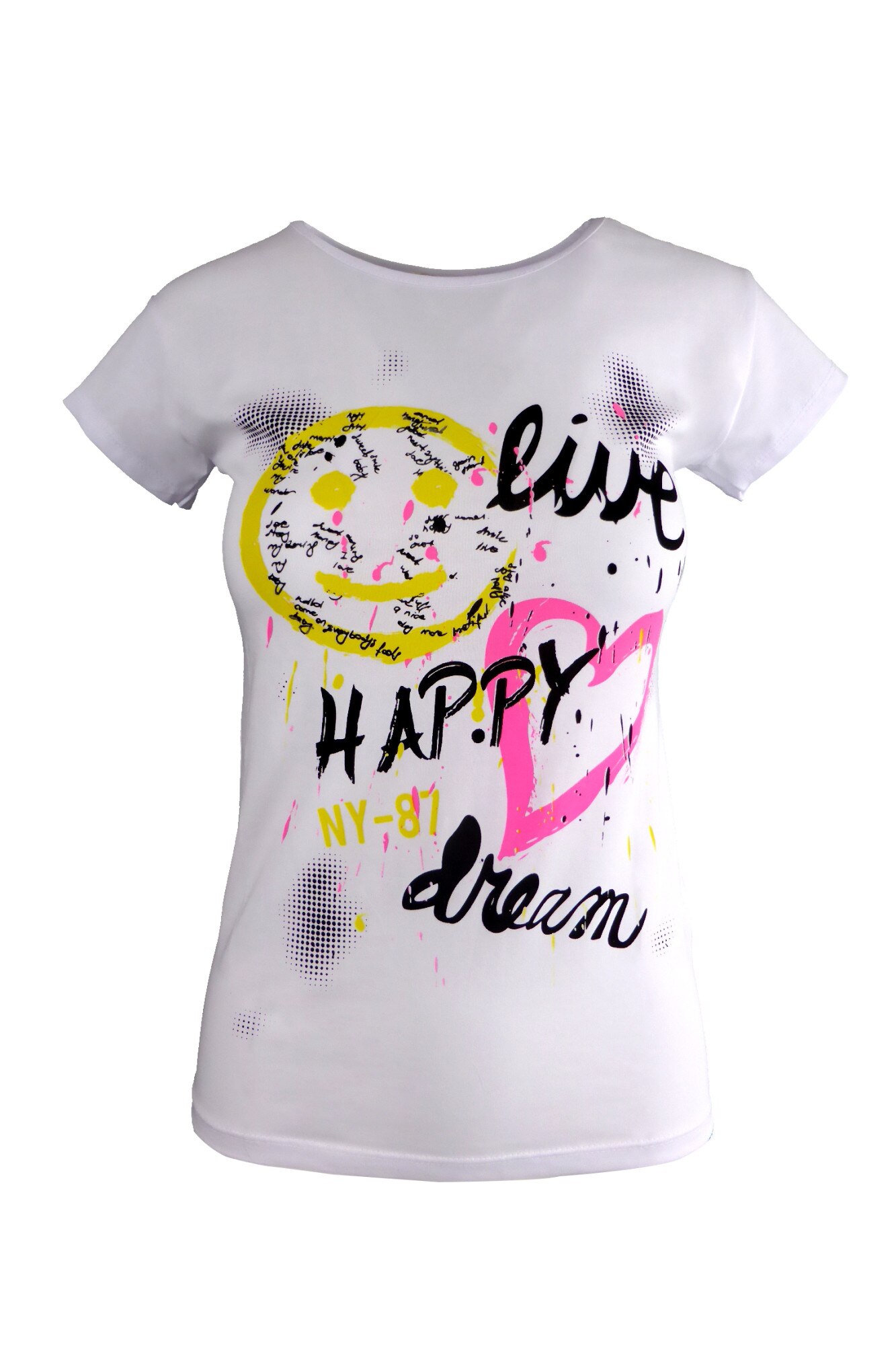 Tricou - UNIVERS FASHION - alb, imprimeu 