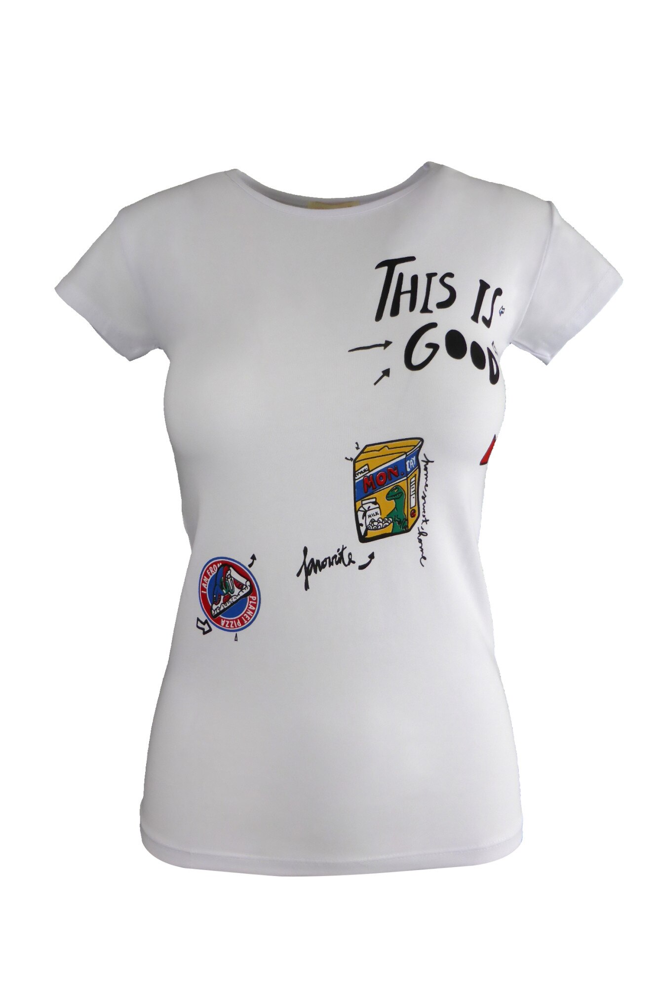 Tricou - UNIVERS FASHION - alb, imprimeu 