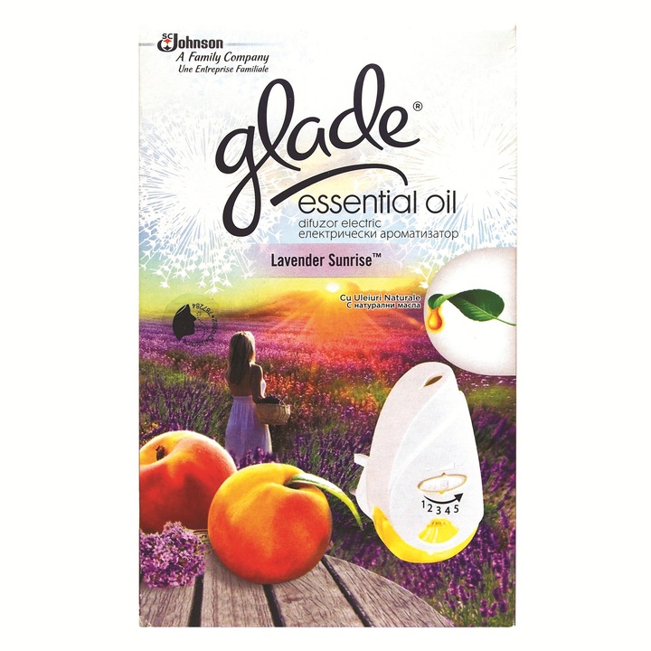 Odorizant de camera electric Glade + Rezerva Lavender & Peach, 20 ml