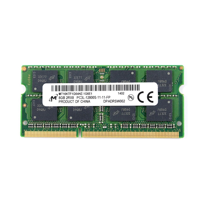 Sodimm RAM memória készlet 16 GB DDR3L, 2x 8 GB DDR3L, 1600 Mhz, MICRON, laptophoz, 1,35 V