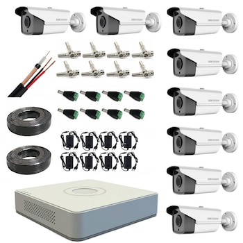 Sistem de supraveghere format din 8 camere video 2MP,Hikvision IR 80 metri, 200 metri cablu inclus Sistem de supraveghere format din 8 camere video 2MP,Hikvision IR 80 metri, 200 metri cablu inclus
