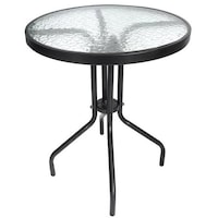 Masa Rotunda cu Blat din Sticla pentru Curte, Gradina, Terasa sau Balcon, Diametru 60cm