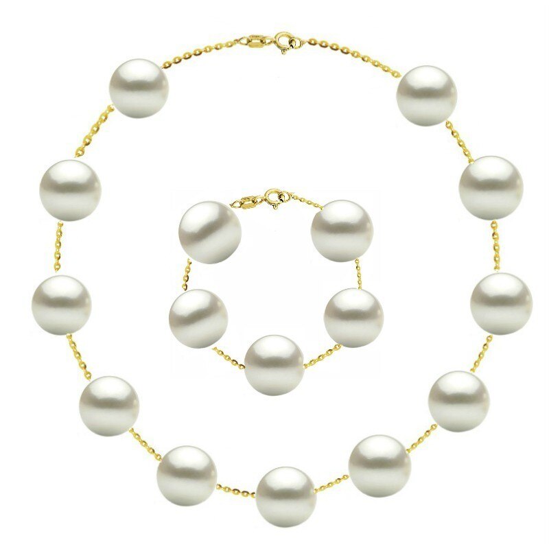 Set Office Aur 14 k si Perle Naturale Premium de 10 mm