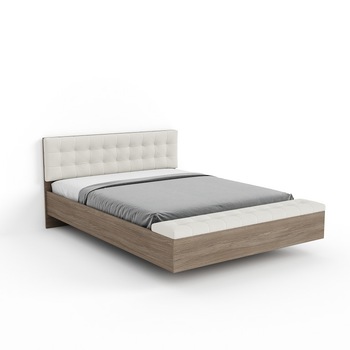 Pat Dormitor Fix 2 persoane Terra - Piele Ecologica - Stejar urban cafeniu /Alb Pat Dormitor Fix 2 persoane Terra - Piele Ecologica - Stejar urban cafeniu /Alb