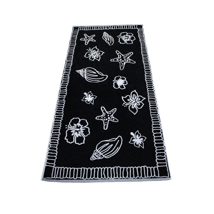 Prosop plaja Hawaii Collection, 2 fete, Negru/Alb, 90x190 cm, 100% bumbac Terry Selection, 550 gr/mp