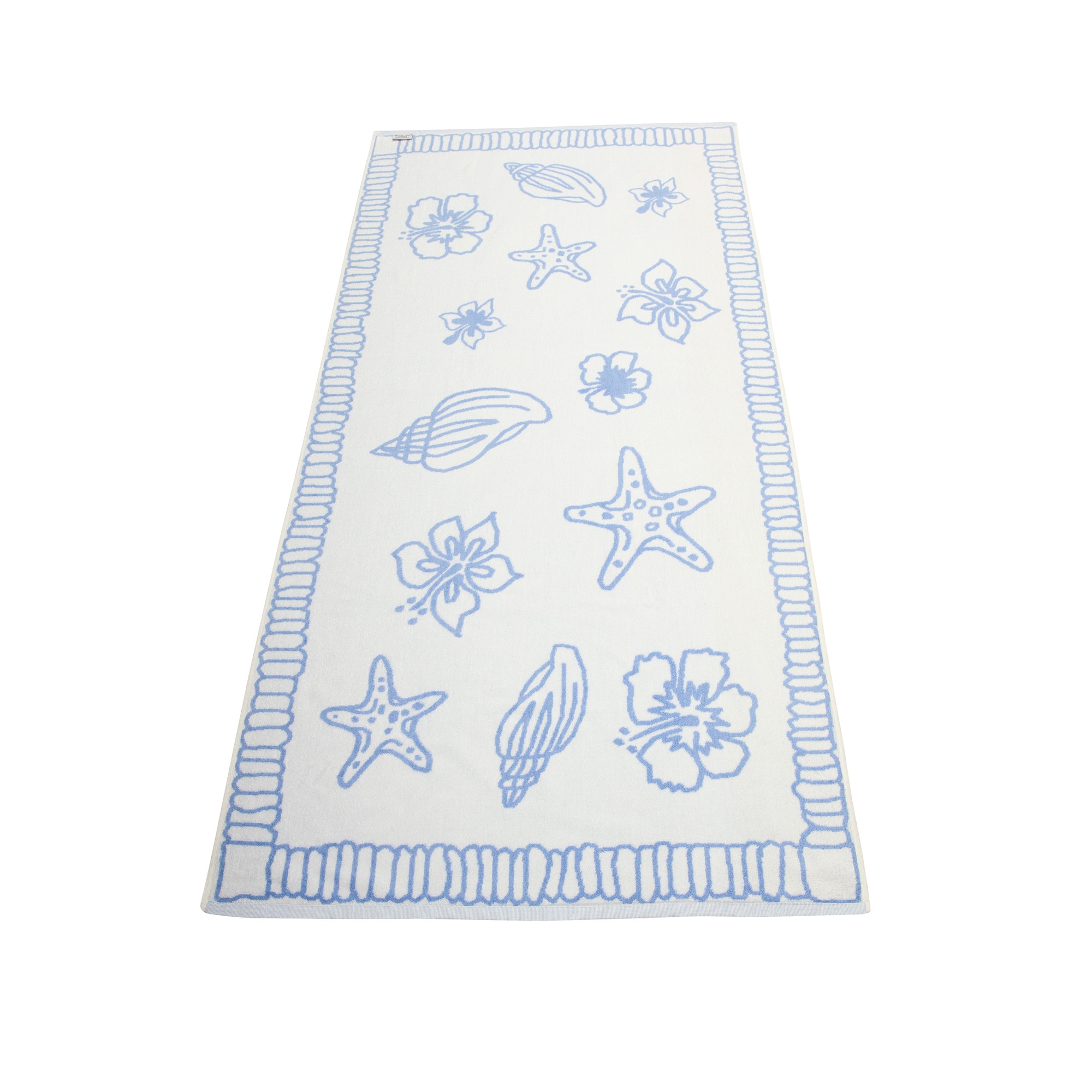 Prosop plaja Hawaii Collection, 2 fete, Bleu/Alb, 90x190 cm, 100% bumbac Terry Selection, 550 gr/mp