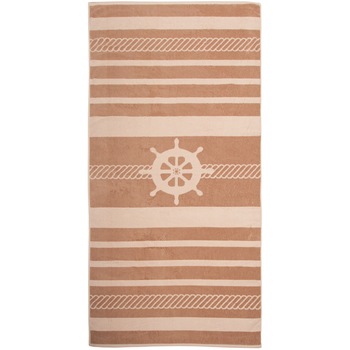 Prosop plaja Sailor Collection, 2 fete, Caramel/Crem, 90x190 cm, 100% bumbac Terry Selection, 550 gr/mp Prosop plaja Sailor Collection, 2 fete, Caramel/Crem, 90x190 cm, 100% bumbac Terry Selection, 550 gr/mp
