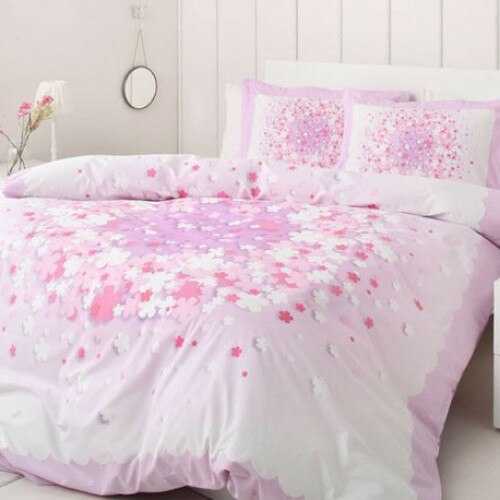 Lenjerie pat bumbac 100%, ranforce, 4 piese, 2 persoane, APRIL LILA