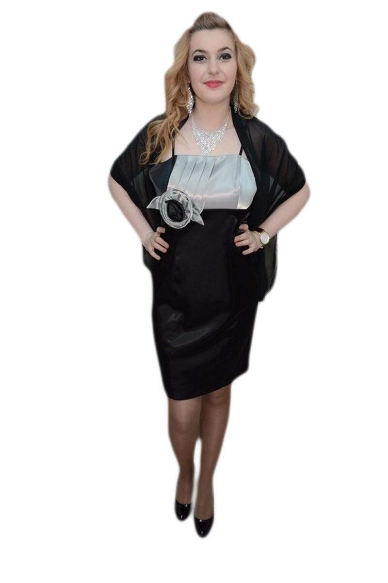 Rochie scurta de ocazie, din saten , D&J Exclusive,, Gri